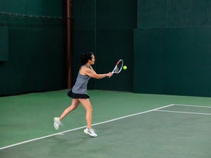 Image of a Playtester Hitting a Backhand