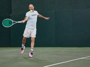 Image of a Playtester Hitting a Forehand