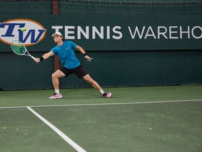 Image of a Playtester Hitting a Return of Serve