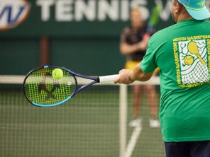 Image of a Playtester Hitting a Forehand