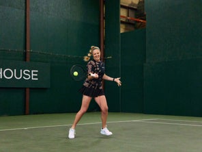 Image of Playtester Hitting a Forehand