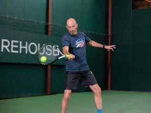 Image of a Playtester Hitting a Forehand