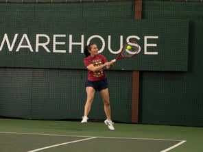 Image of a Playtester Hitting a Return of Serve
