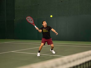 Image of a Playtester Hitting a VOlley