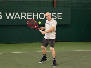 TW Playtester hitting a volley. 