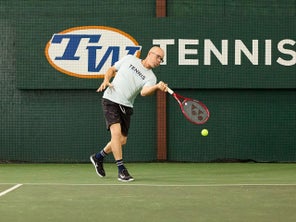 Image of a Playtester Hitting a Forehand