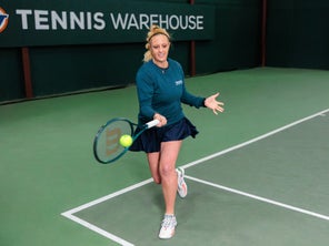 Image of a Playtester Hitting a forehand
