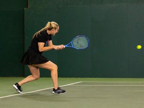 Image of a Playtester Hitting a Backhand