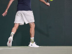 Image of a Playtester Hitting a backhand