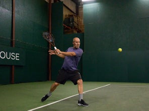 Image of Playtester hitting a backhand