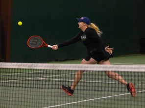 Image of a Playtester Hitting a Volley