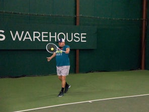 Image of Playtester hitting a backhand