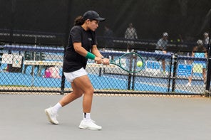Image of a Playtester Hitting a Backhand