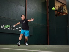 Image of a Playtester Hitting a Forehand