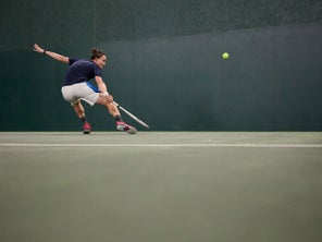 Image of a Playtester Hitting a Backhand