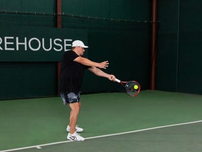 Image of a Playtester Hitting a Forehand