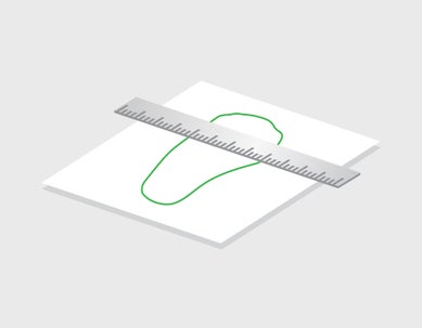 Graphic of measuring foot width