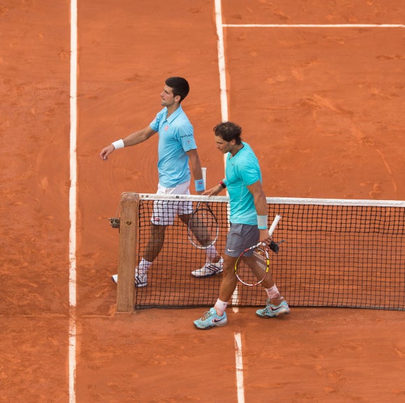 Nadal and Djokovic post-match at Roland Garros. 