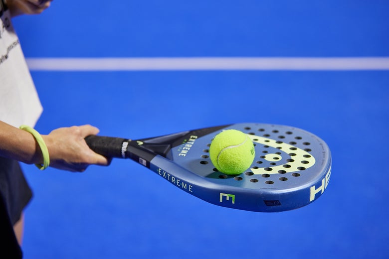 A diamond-shaped padel racket. 
