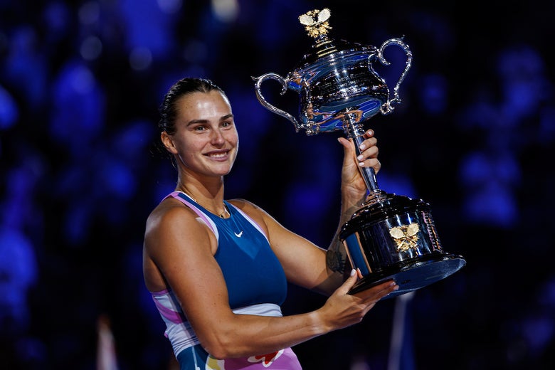 Image of Aryna Sabalenka with the Australian Open Trophy