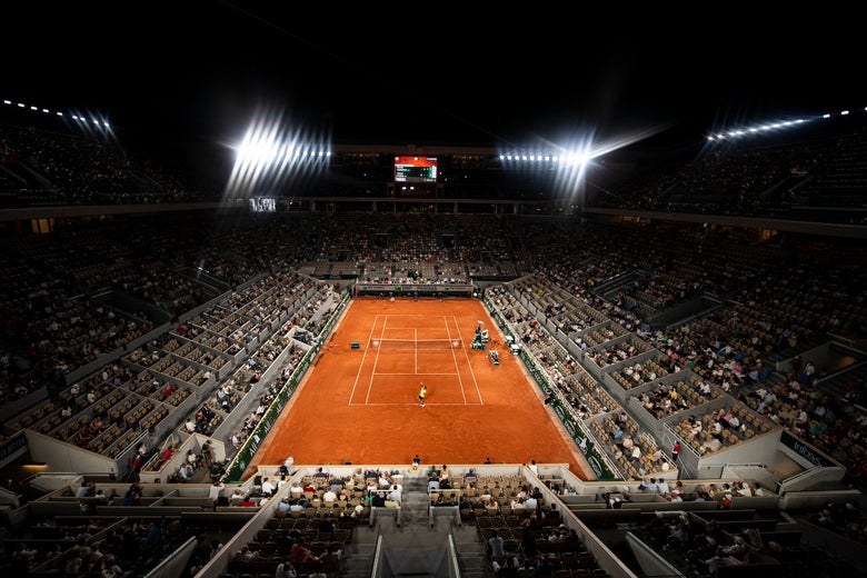 Roland Garros stadium in the evening
