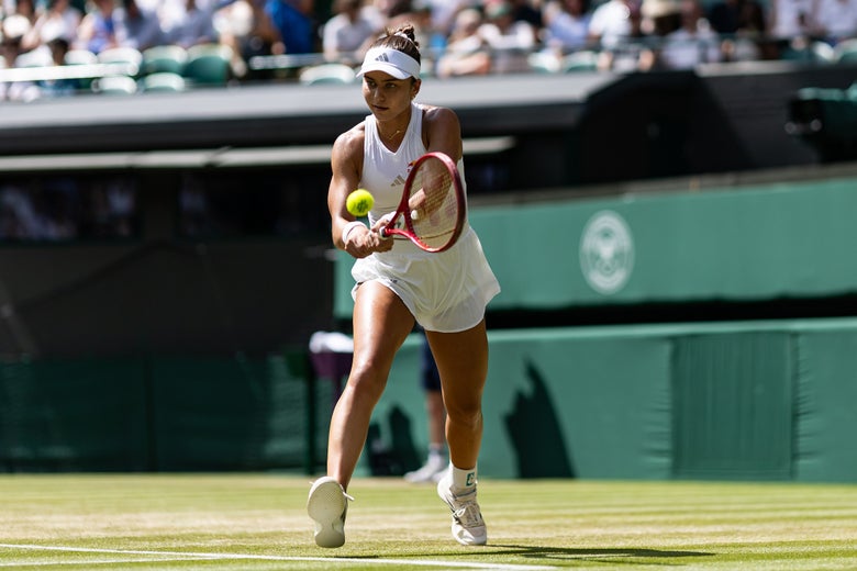 Iva Jovic rips a backhand. 