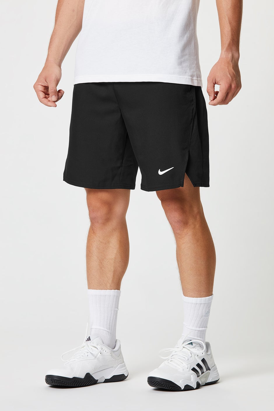 White socks with white shoes. 