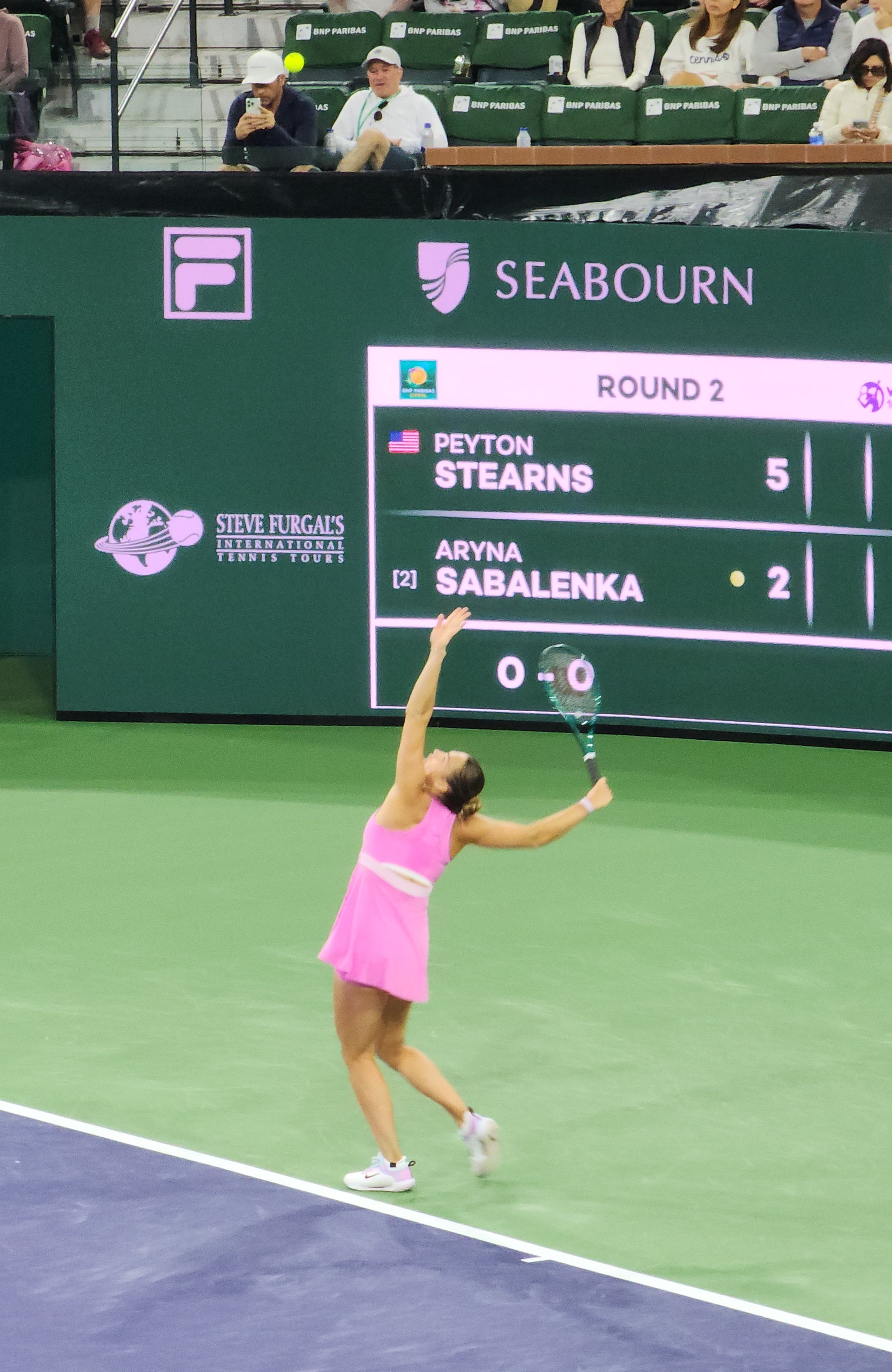 Sabalenka goes up for her serve