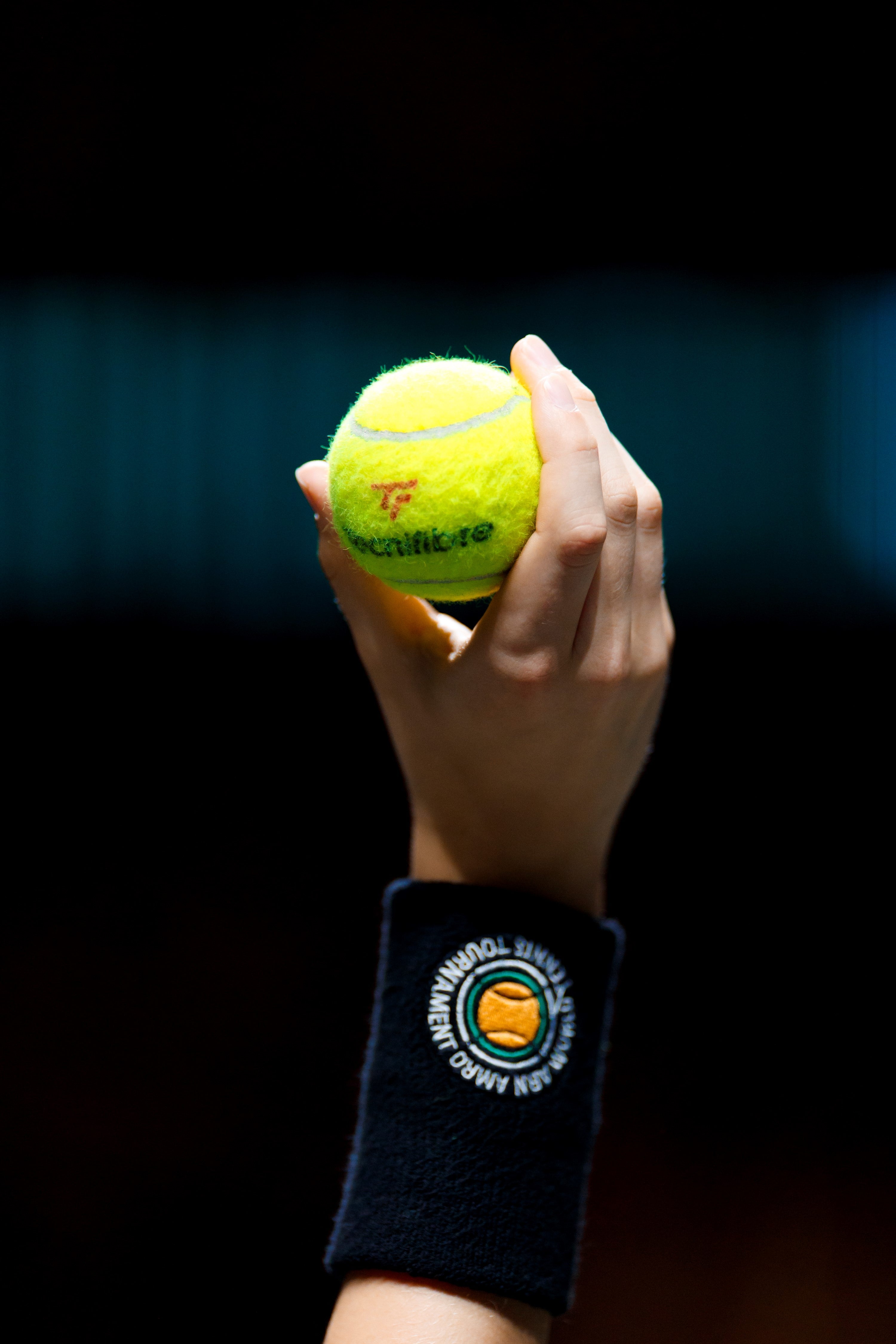 Tecnifibre tennis ball in hand