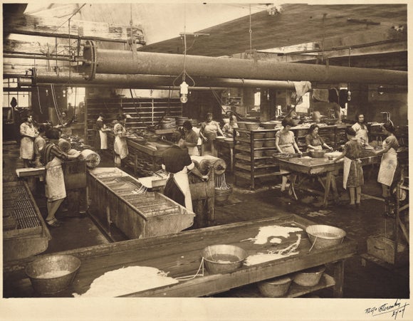 Inside the Babolat Natural Gut factory 1925. Image courtesy of Babolat. 