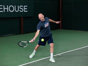 Image of a Playtester Hitting a Forehand