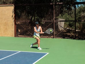 Image of a Playtester Hitting a Backhand