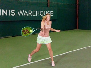 Image of playtester hitting a forehand