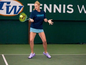 Image of playtester hitting a forehand