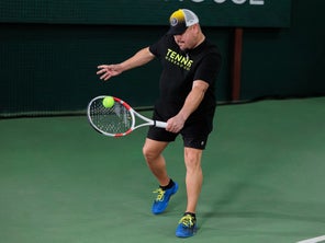 Image of a Playtester Hitting a Backhand