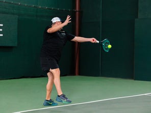 Image of a Playtester hitting a Forehand