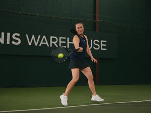 Image of Playtester Hitting a Forehand