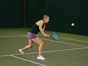 Image of a Playtester Hitting a Volley