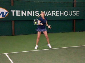 Image of a playtester hitting a forehand